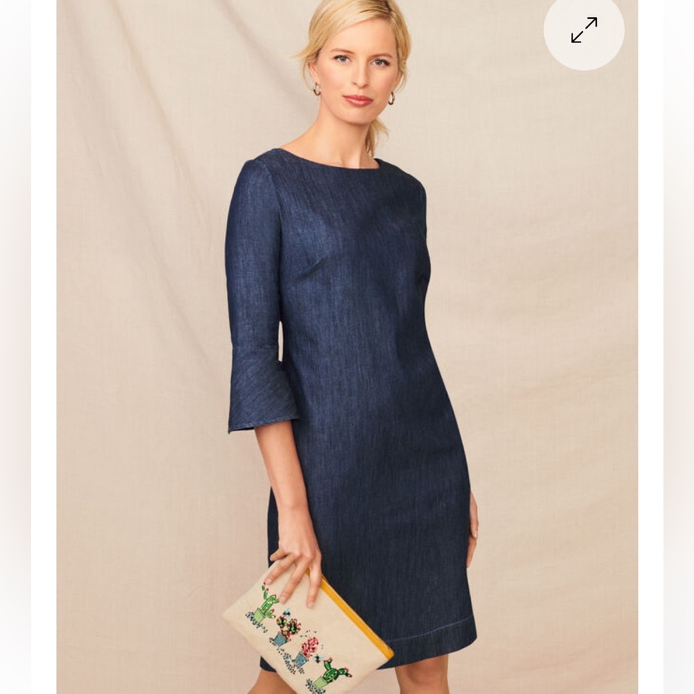 Talbots Flounce Sleeve Denim Shift Dress! Size 10